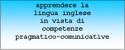 Casella di testo: apprendere la
lingua inglese
in vista di
competenze
pragmatico-comunicative
